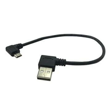 CERRXIAN 9Inch Micro USB Cable Combo Left & Right Angle Micro USB 5 Pin Male to USB 2.0 Type A Right Angle Male Data Sync and Charge Cable (Black)(2-Pack) R