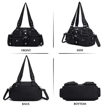Angel Kiss Hobo Crossbody Purses for Women Shoulder Bag Multipocket Soft Hobo Purses Removable Strap...