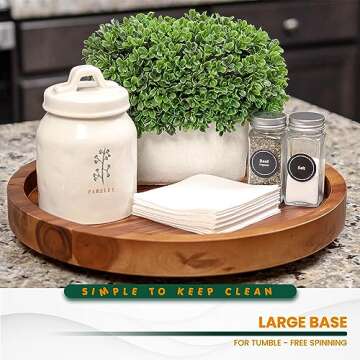 TIDTIA 10" Acacia Wood Lazy Susan Organizer for Cabinet - Round Lazy Susans Turntable for Countertop - Wooden Kitchen Rotating Storage Food Bin Container for Centerpiece Table, Spices, Pantry