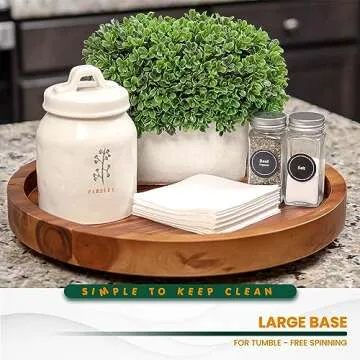 TIDTIA 10" Acacia Wood Lazy Susan Organizer for Cabinet - Round Lazy Susans Turntable for Countertop - Wooden Kitchen Rotating Storage Food Bin Container for Centerpiece Table, Spices, Pantry