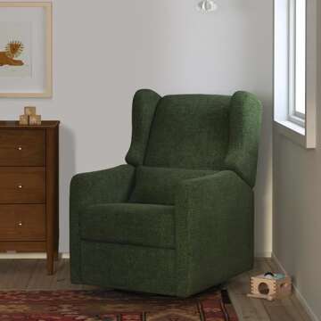 DaVinci Carter's Arlo Recliner and Swivel Glider, Water Repellent & Stain Resistant, Greenguard Gold & CertiPUR-US Certified, Performance Forest Green Linen