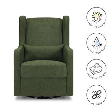 DaVinci Carter's Arlo Recliner and Swivel Glider, Water Repellent & Stain Resistant, Greenguard Gold & CertiPUR-US Certified, Performance Forest Green Linen