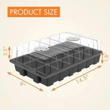 Gardzen 10-Pack Seed Starter Kits, Reusable Plant Germination Trays with Total 150-Cell, Seed Starter Tray with Humidity Vented Domes and Bases for Starting Vegetable Flower Herb Seeds 15" x 9"