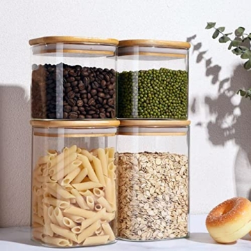 XUNYE Square Glass Jars with Airtight Bamboo Lids