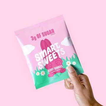 SmartSweets Berry Bunnies Easter Candy, 1.8oz (Pack of 14),Gummy Candy with Low Sugar, Low Calorie, No Artificial Sweeteners, Plant-Based, Gluten-Free, Healthy Snack for Kids & Adults