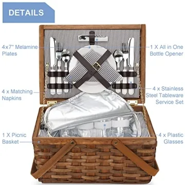 Woodchip Picnic Set for 4 with Insulated Cooler