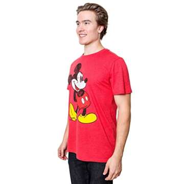 Disney Mickey Mouse Classic Distressed Standing T-Shirt(LG, Heather Red)