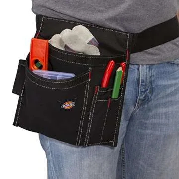 Dickies 5-Pocket Single Side Tool Belt Pouch/Work Apron, Durable Canvas Construction, Adjustable Belt for Custom Fit, Black
