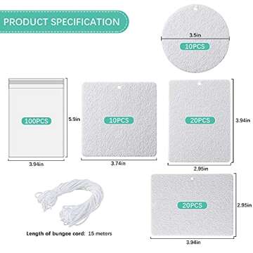Finphoon 60 Pieces Sublimation Air Fresheners Blanks, 4 Styles Air Freshener Blanks Sheets Felt with...