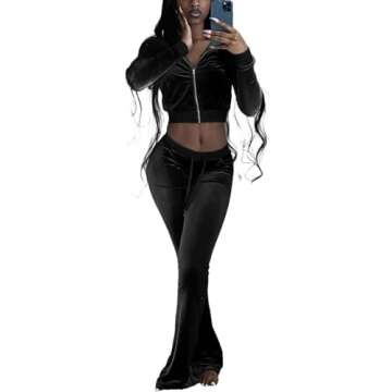 Stylish KOOBETON Women Velour Tracksuit Set for Outings