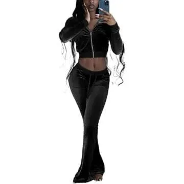Stylish KOOBETON Women Velour Tracksuit Set for Outings