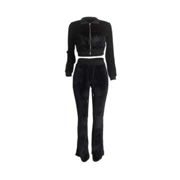 Stylish KOOBETON Women Velour Tracksuit Set for Outings