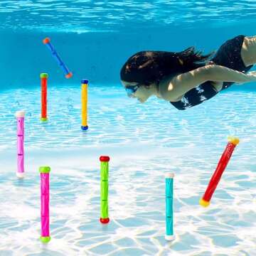 JOYIN Diving Sticks Pool Toys, 8 Pcs Underwater Training Pool Dive Stick for Kids, Colorful Swimming Toy Sinking Throwing Sticks for Kids Gifts Summer Swim Training Water Fun Pool Games(Sticks)