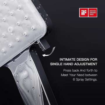 Newentor® Handheld High Pressure 6 Spray Modes/Settings Detachable Chrome Finish Square Shower Head...