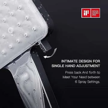 Newentor® Handheld High Pressure 6 Spray Modes/Settings Detachable Chrome Finish Square Shower Head...