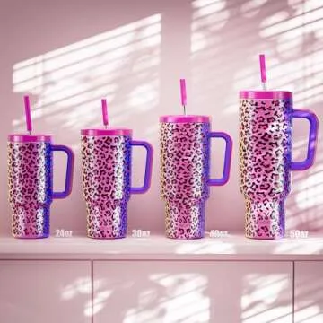 Meoky 24 oz Insulated Tumbler with Handle and Straw