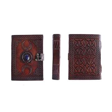 SHAKUN Handmade Leather Journal Vintage Antique Book of Shadows Antique Journal Leather Sketchbook G...