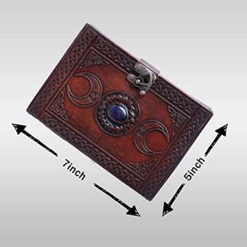 SHAKUN Handmade Leather Journal Vintage Antique Book of Shadows Antique Journal Leather Sketchbook Great Gift for Men Women Leather Notebook 7x5" inches (Style-7)