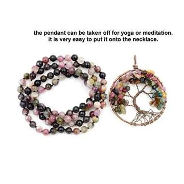 malahill mala Beads Necklace for Women Man, mala Bracelet, Prayer Beads Necklace, Tourmaline mala
