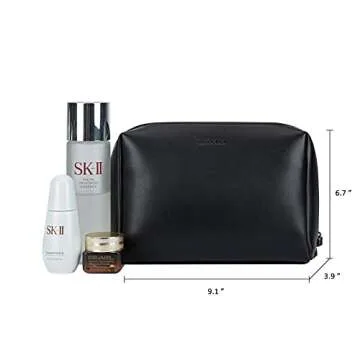 ECOSUSI Makeup Bag Travel Cosmetic Bag With Brush Slots Vegan Leather Zipper Pouch Bag Portable Make Up Organizer Toiletry Bag for Cosmetics, Toiletries, Accessories