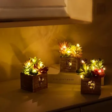 Artificial Plants with LED Lights for Home Decor