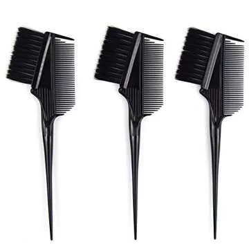Emperor Hair Dye Brushes - 3 Angled Tint Brushes with Integrated Combs - Hair Dye Brush Applicator - Hair Root Touch Up Brush - Color Brushes for Hair Salon (Black)