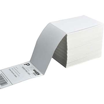 FungLam 4" x 6" Direct Thermal Shipping Labels - Pack of 500 Fanfold Labels - White Perforated, Perm...