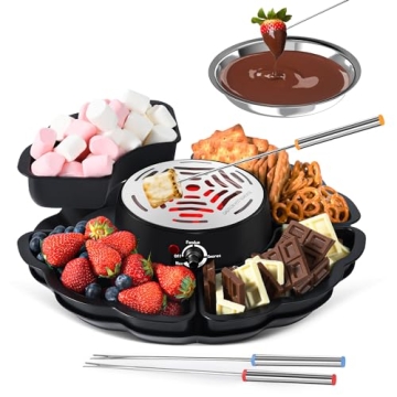 ChocoMore 2-in-1 Electric S’mores Maker & Fondue Pot with Trays & Forks