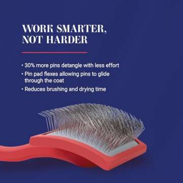 Chris Christensen Big G Dog Slicker Brush, Groom Like a Professional, Fluff Detangle Style, Saves Time Energy, Made in Germany, Coral, Medium