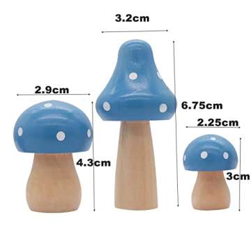 SPWOLFRT Wooden Mushroom Set, 3 Pack Natural Mushrooms for DIY Projects and Home Decor