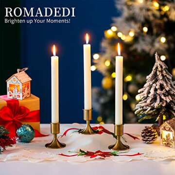 Candlestick Holders Taper Candle Holders, Romadedi Gold Candle Stick Candle Holder for Table Centerpiece, Wedding Reception, Festive Christmas Mantel Decoration or Home Decor, Set of 4