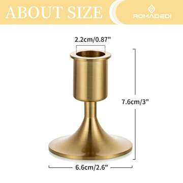 Candlestick Holders Taper Candle Holders, Romadedi Gold Candle Stick Candle Holder for Table Centerpiece, Wedding Reception, Festive Christmas Mantel Decoration or Home Decor, Set of 4