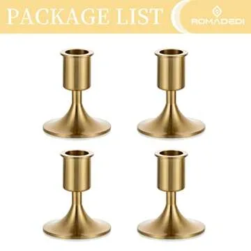 Candlestick Holders Taper Candle Holders, Romadedi Gold Candle Stick Candle Holder for Table Centerpiece, Wedding Reception, Festive Christmas Mantel Decoration or Home Decor, Set of 4
