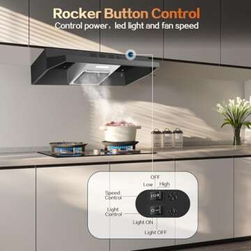 Zomagas 24 Inch Range Hood Under Cabinet Kitchen Hood