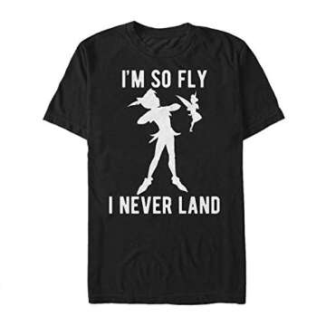 Disney unisex adult Peter Pan Tinkerbell I'm So Fly Neverland Graphic T-shirt T Shirt, Black, Medium...