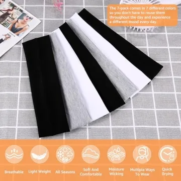 DiyJibb Soft Cotton Stretchy Headbands for Women