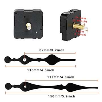 Carkio Long Shaft High Torque Hook Quartz Clock Movement - 31MM With 2 PCS Hands, DIY Repair Wall Cl...