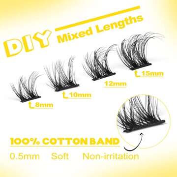 Natural Cluster Lashes Extensions 6-14MM Mixed Lengths Individual Lashes Wispy Fluffy 3D Curly DIY Eyelashes by Mavphnee