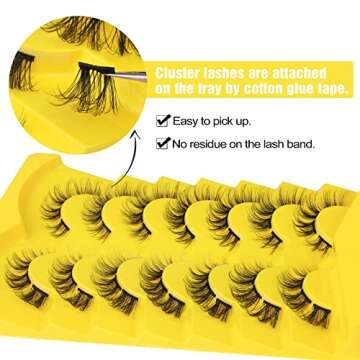 Natural Cluster Lashes Extensions 6-14MM Mixed Lengths Individual Lashes Wispy Fluffy 3D Curly DIY Eyelashes by Mavphnee