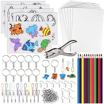 ASTARON 168 Pcs Shrinking Plastic Sheets Kit Includes 15 Shrinking Film Art Paper, Hole Punch, 12 Co...
