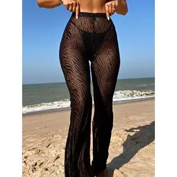 SOLY HUX High Waist Sheer Mesh Beachwear Trousers – Stylish & Versatile