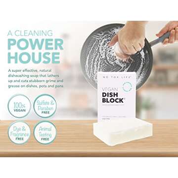 No Tox Life DISH BLOCK - Free of Dyes and Fragrance - Zero Waste Dish Soap