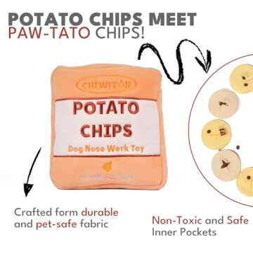 CHEWFFON Dog Enrichment Puzzle Toys, Interactive Snuffle Crinkle Treat Toy for Boredom and Mental Stimulating, Nose Work Potato Chips Dog Toy for Small, Medium and Large Dogs