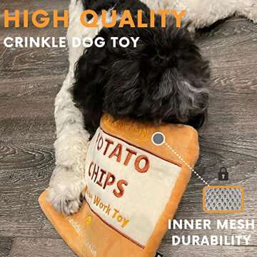 CHEWFFON Dog Enrichment Puzzle Toys, Interactive Snuffle Crinkle Treat Toy for Boredom and Mental Stimulating, Nose Work Potato Chips Dog Toy for Small, Medium and Large Dogs