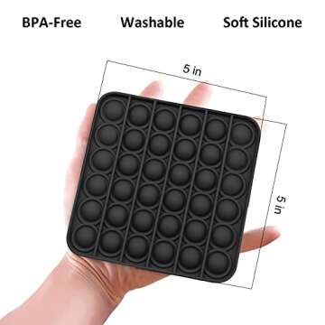 Push and Pop Bubble Fidget Sensory Toy, a Loud Side and a Quiet Side to Pop, Autism ADHD Special Needs Stress Reliever Silicone Squeeze Toy, a Great Way to Relax and Keep Kids Adults Busy, Black