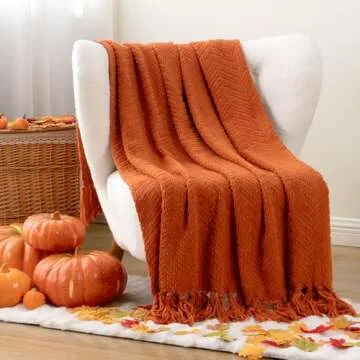 BATTILO HOME Burnt Orange Throw Blanket for Couch, Halloween Throw Blanket for Home Decor, Fall Decorations for Bed, Sofa and Living Room, 50"x60"