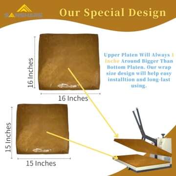 SANSHARE 2 Pcs Reusable Teflon Heat Press Platen Covers 15x15 Inch for Heat Press Machine Platen Wra...