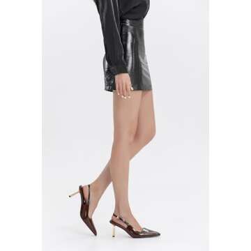 iiimmu Burgundy Stiletto Heels Closed Toe 3.5 in High Heels Pumps Square Toe Slingback Heels for Women Evening Dress Shoes, Size 8