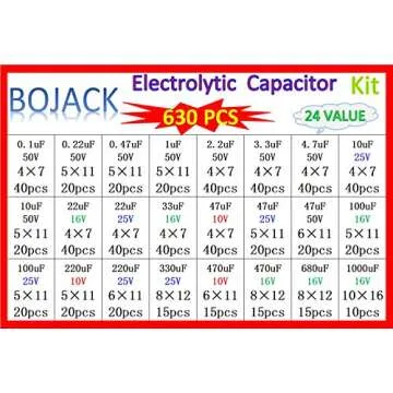 BOJACK 24Value 630pcs Capacitor Kit for Electronics