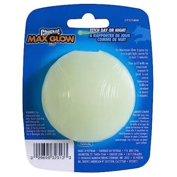 Chuckit! Max Glow Ball Dog Toy, Medium (2.5 Inch Diameter) for dogs 20-60 lbs, Pack of 1